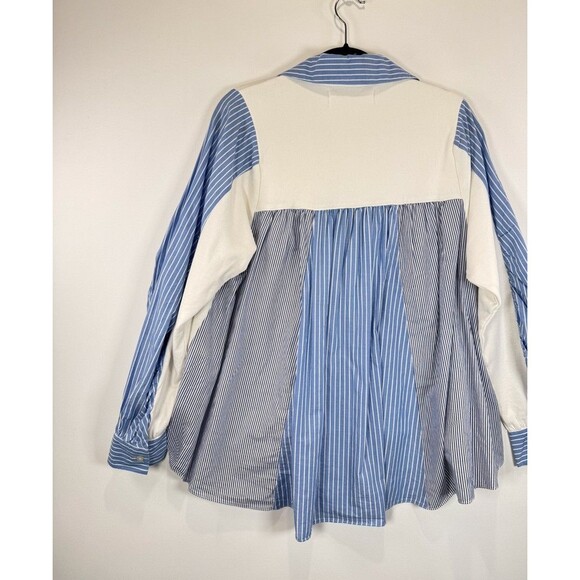 Anthropologie Pernille Rosenkilde Top White Remixed Striped Pullover Medium - Picture 9 of 13